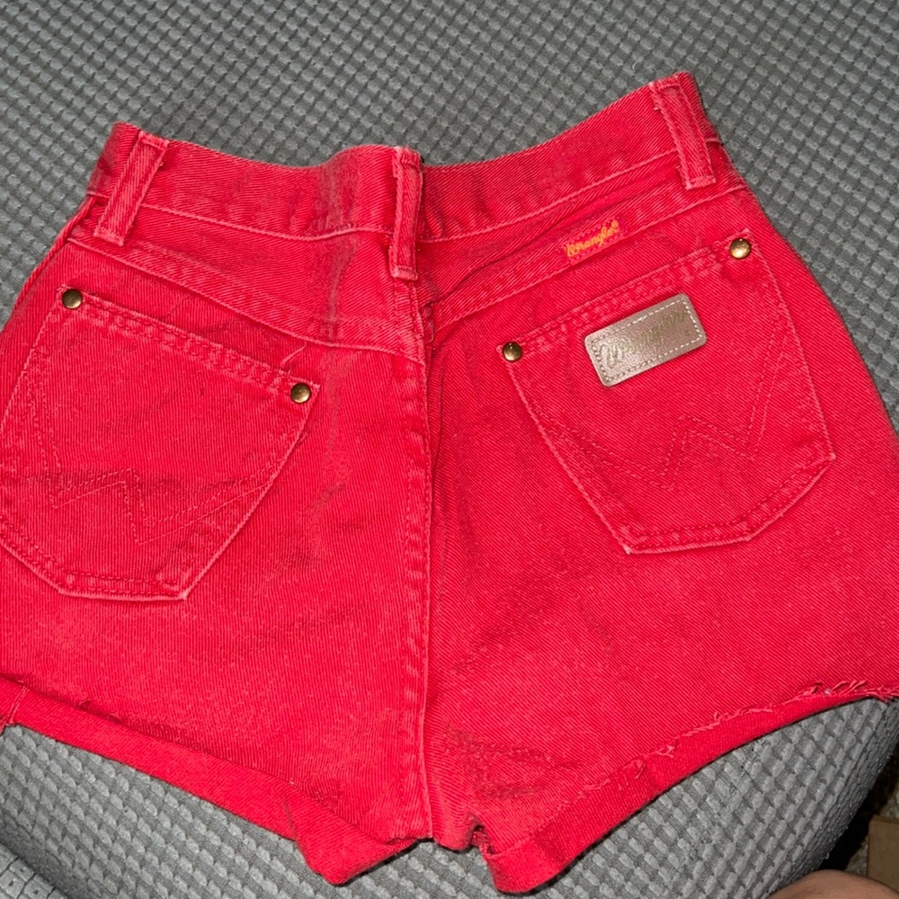 Red wrangler cut offs